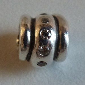 Pandora Sterling Silver Charm w/Clear Stones